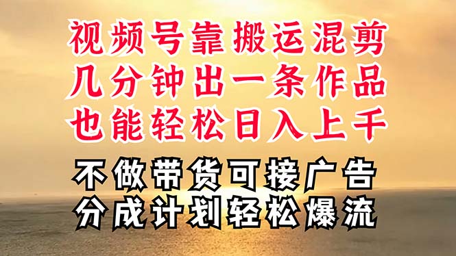 （11087期）深层揭秘视频号项目，是如何靠搬运混剪做到日入过千上万的，带你轻松爆…-天孤无涯网