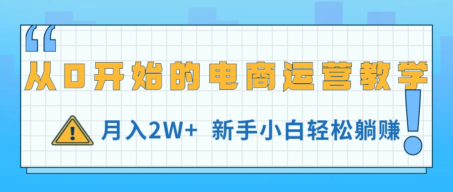 （11081期）从0开始的电商运营教学，月入2W+，新手小白轻松躺赚-天孤无涯网