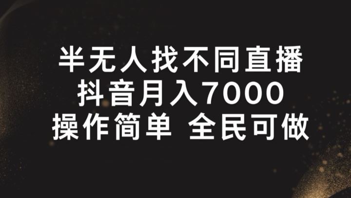 半无人找不同直播，月入7000+，操作简单 全民可做【揭秘】-天孤无涯网