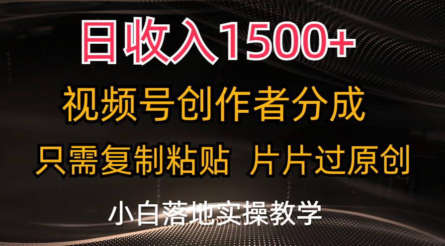 （11339期）日收入1500+，视频号创作者分成，只需复制粘贴，片片过原创，小白也可…-天孤无涯网
