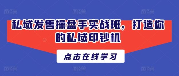 私域发售操盘手实战班，打造你的私域印钞机-天孤无涯网