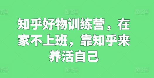 知乎好物训练营，在家不上班，靠知乎来养活自己-天孤无涯网
