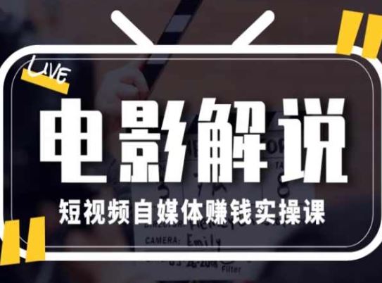 电影解说短视频自媒体赚钱实操课，教你做电影解说短视频，月赚1万-天孤无涯网