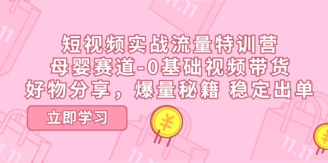 （11373期）短视频实战流量特训营，母婴赛道-0基础带货，好物分享，爆量秘籍 稳定出单-天孤无涯网