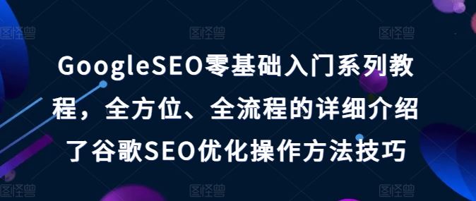 GoogleSEO零基础入门系列教程，全方位、全流程的详细介绍了谷歌SEO优化操作方法技巧-天孤无涯网