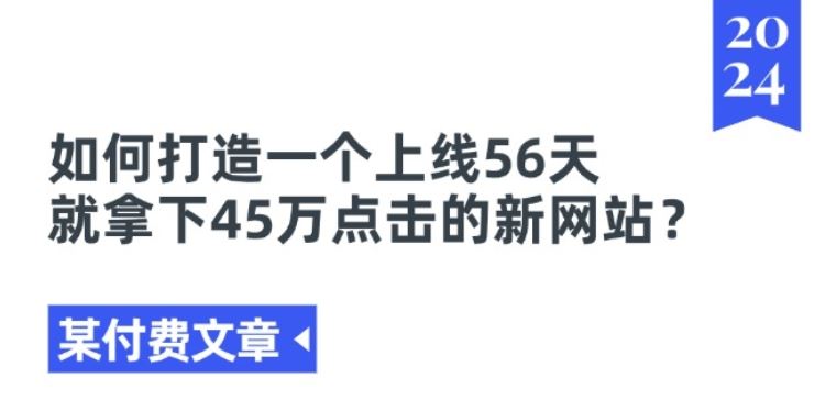 某付费文章《如何打造一个上线56天就拿下45万点击的新网站?》-天孤无涯网