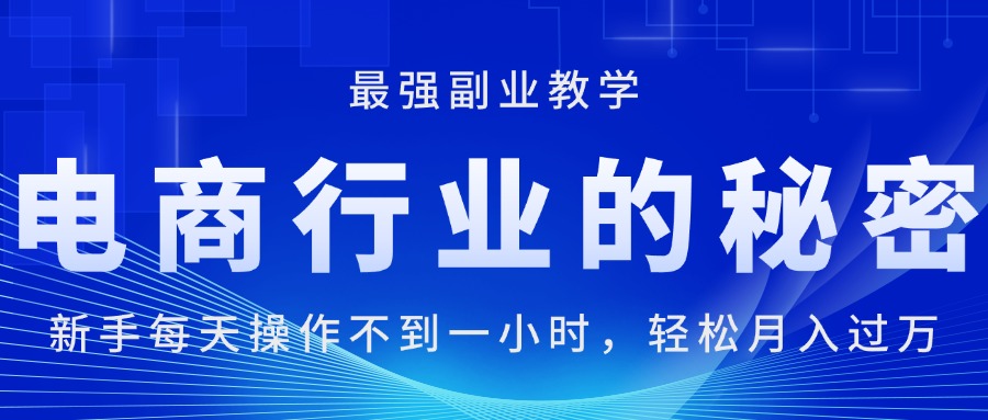 （11427期）电商行业的秘密，新手每天操作不到一小时，月入过万轻轻松松，最强副业…-天孤无涯网