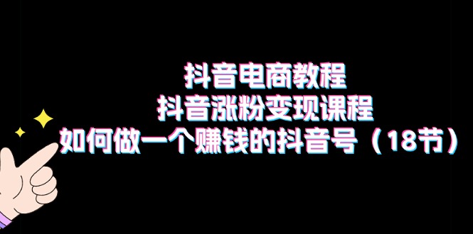 （11436期）抖音电商教程：抖音涨粉变现课程：如何做一个赚钱的抖音号（18节）-天孤无涯网