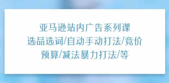亚马逊站内广告系列课：选品选词/自动手动打法/竞价预算/减法暴力打法/等-天孤无涯网