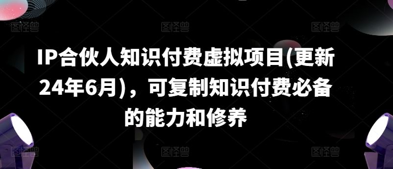 IP合伙人知识付费虚拟项目(更新24年6月)，可复制知识付费必备的能力和修养-天孤无涯网