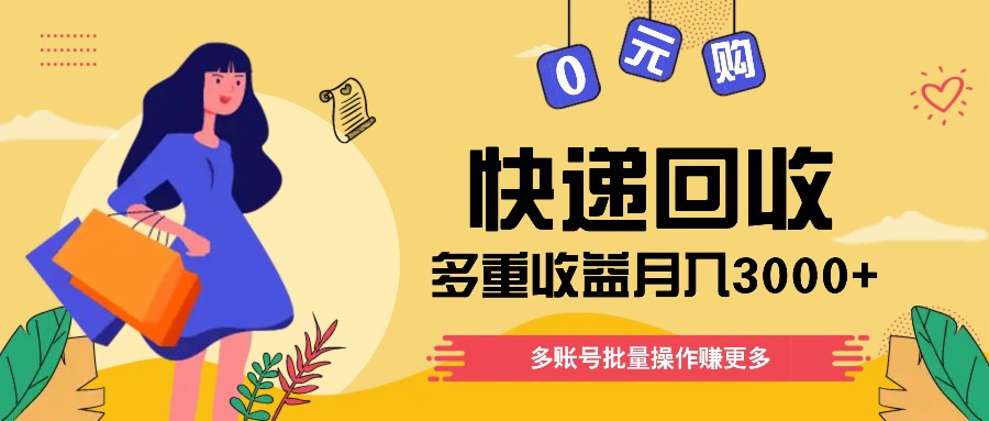 快递回收多重收益玩法，多账号批量操作，新手小白也能搬砖月入3000+！-天孤无涯网