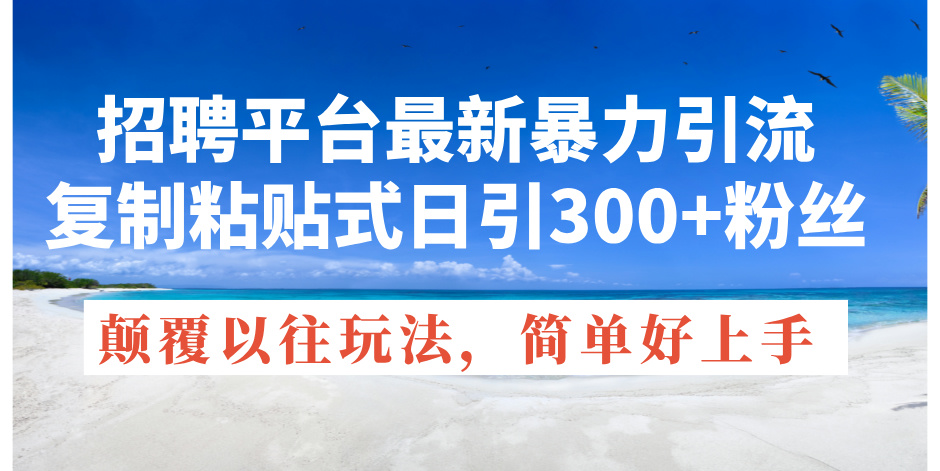 （11538期）招聘平台最新暴力引流，复制粘贴式日引300+粉丝，颠覆以往垃圾玩法，简…-天孤无涯网