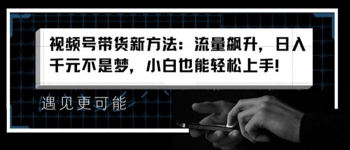 视频号带货新方法：流量飙升，日入千元不是梦，小白也能轻松上手【揭秘】-天孤无涯网