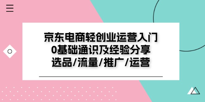（11569期）京东电商-轻创业运营入门0基础通识及经验分享：选品/流量/推广/运营-天孤无涯网