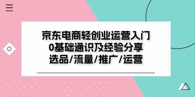京东电商轻创业运营入门0基础通识及经验分享：选品/流量/推广/运营-天孤无涯网