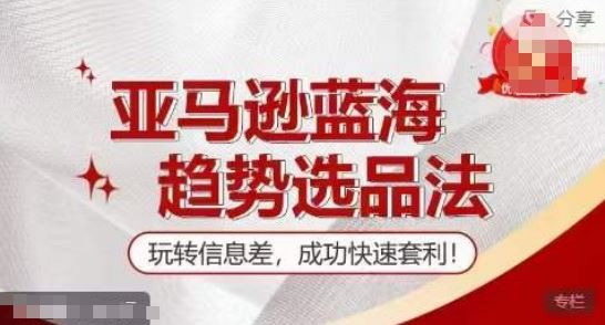【训练营】亚马逊蓝海趋势选品法，玩转信息差，成功快速套利-天孤无涯网