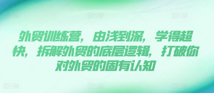 外贸训练营，由浅到深，学得超快，拆解外贸的底层逻辑，打破你对外贸的固有认知-天孤无涯网