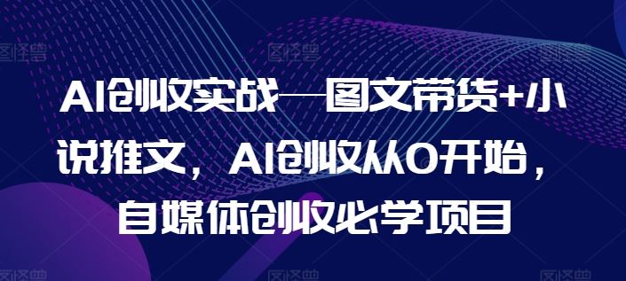 AI创收实战—图文带货+小说推文，AI创收从0开始，自媒体创收必学项目-天孤无涯网