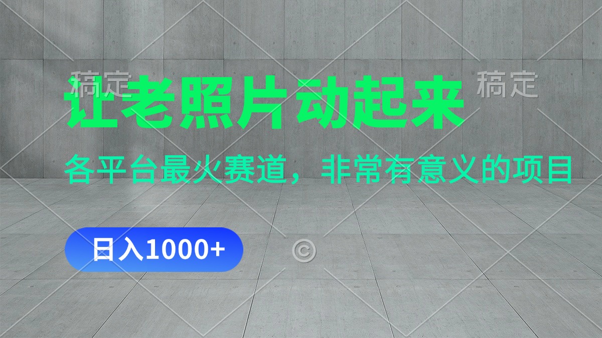 （11671期）让老照片动起来，一天变现1000+，各平台最火赛道，看完就会-天孤无涯网