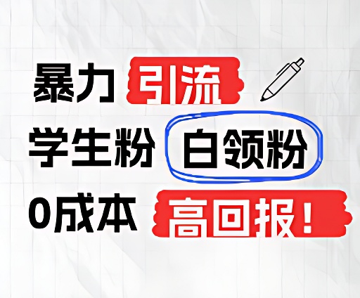 暴力引流学生粉白领粉，吊打以往垃圾玩法，0成本，高回报-天孤无涯网