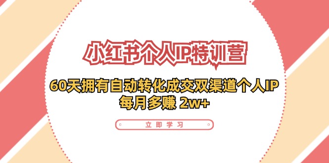 小红书个人IP陪跑营：两个月打造自动转化成交的多渠道个人IP，每月收入2w+（30节）-天孤无涯网