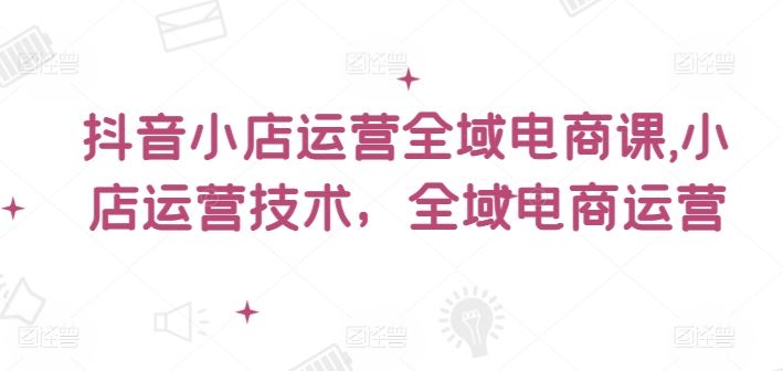 抖音小店运营全域电商课，​小店运营技术，全域电商运营-天孤无涯网