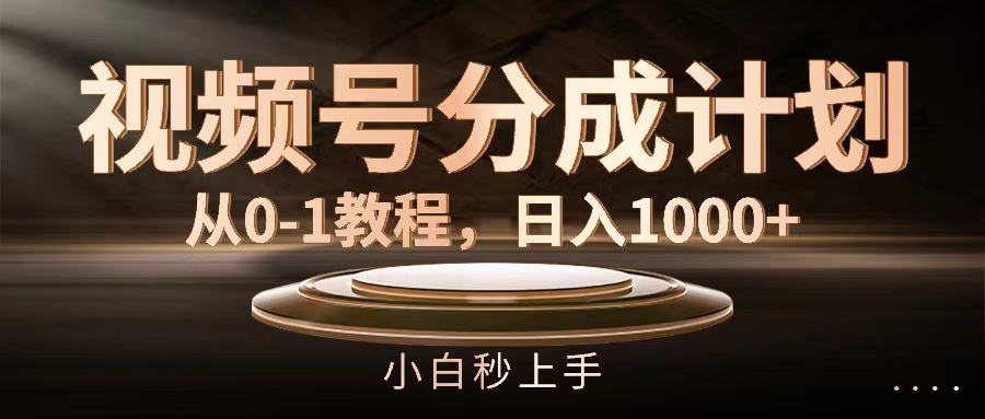 （11931期）视频号分成计划，从0-1教程，日入1000+-天孤无涯网