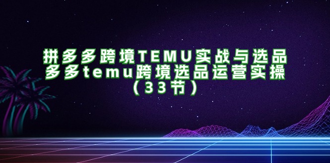 （11934期）拼多多跨境TEMU实战与选品，多多temu跨境选品运营实操（33节）-天孤无涯网