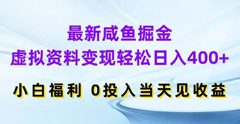 最新咸鱼掘金，虚拟资料变现，轻松日入400+，小白福利，0投入当天见收益【揭秘】-天孤无涯网