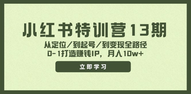小红书特训营13期，从定位/到起号/到变现全路径，0-1打造赚钱IP，月入10w+-天孤无涯网