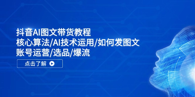 抖音AI图文带货教程：核心算法/AI技术运用/如何发图文/账号运营/选品/爆流-天孤无涯网