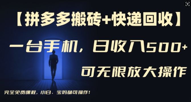 【拼多多搬砖+快递回收】一台手机，日入500+，多号矩阵收益无上限，小白宝妈都可操作-天孤无涯网