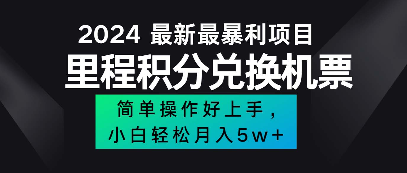 （12016期）2024最新里程积分兑换机票，手机操作小白轻松月入5万++-天孤无涯网
