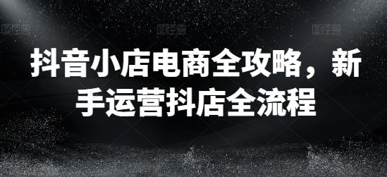 抖音小店电商全攻略，新手运营抖店全流程-天孤无涯网