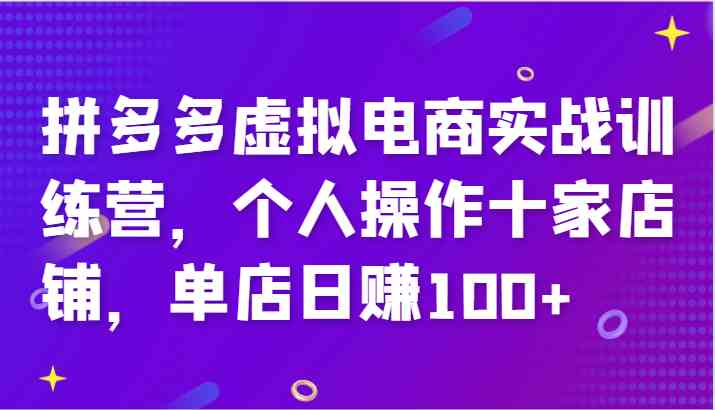 拼多多虚拟电商实战训练营，个人操作十家店铺，单店日赚100+-天孤无涯网
