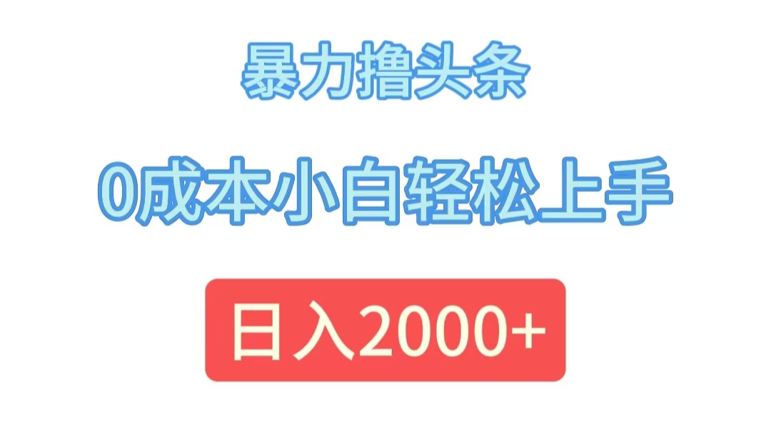 （12068期）暴力撸头条，0成本小白轻松上手，日入2000+-天孤无涯网