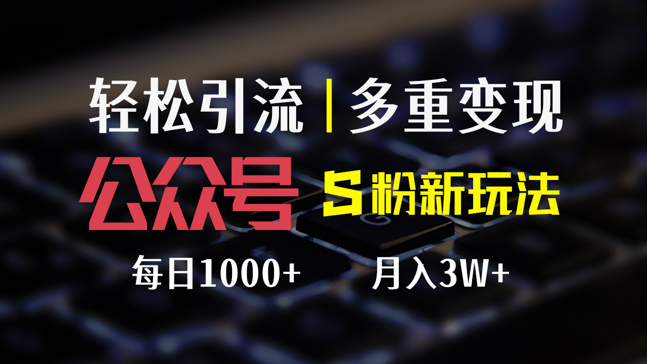 （12073期）公众号S粉新玩法，简单操作、多重变现，每日收益1000+-天孤无涯网
