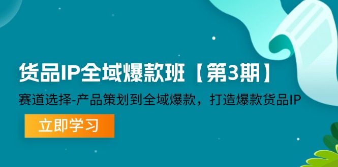 货品IP全域爆款班【第3期】赛道选择、产品策划到全域爆款，打造爆款货品IP-天孤无涯网