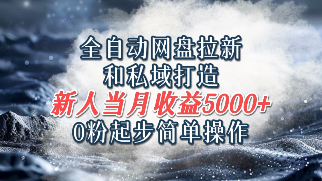 全自动网盘拉新和私域打造，0粉起步简单操作，新人入门当月收益5000以上-天孤无涯网