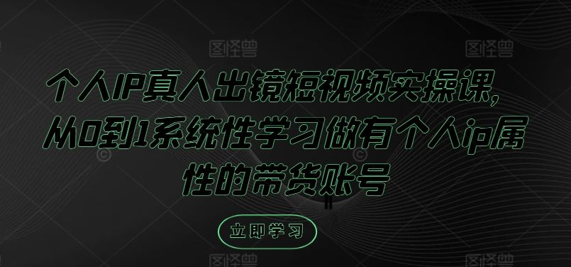 个人IP真人出镜短视频实操课，从0到1系统性学习做有个人ip属性的带货账号-天孤无涯网