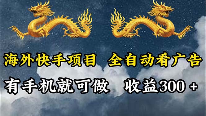 （12175期）海外快手项目，利用工具全自动看广告，每天轻松 300+-天孤无涯网