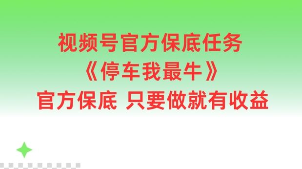 视频号官方保底任务，停车我最牛，官方保底只要做就有收益【揭秘】-天孤无涯网