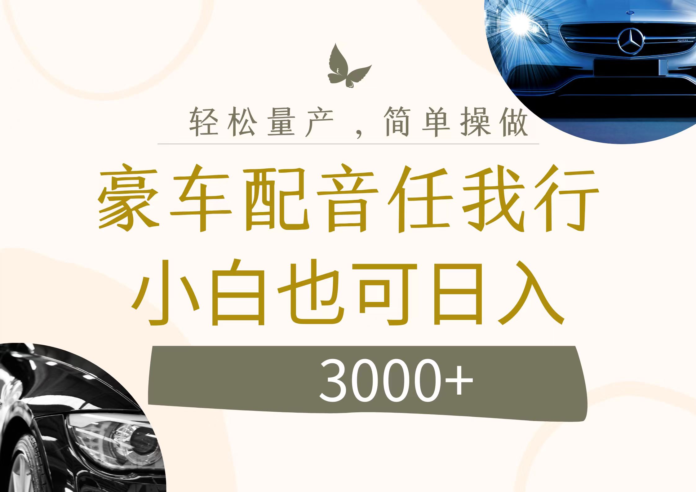 （12206期）不为人知的暴力小项目，豪车配音，日入3000+-天孤无涯网