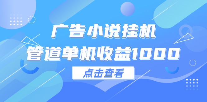 （12198期）广告小说挂机管道单机收益1000+-天孤无涯网