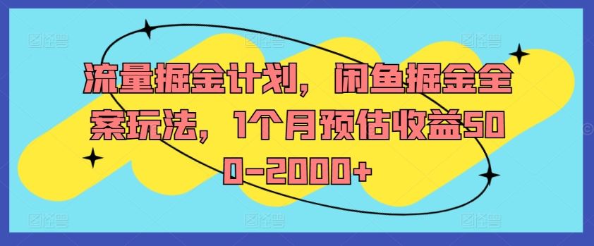 流量掘金计划，闲鱼掘金全案玩法，1个月预估收益500-2000+-天孤无涯网
