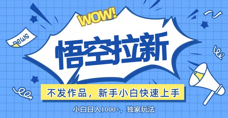 （12243期）悟空拉新最新玩法，无需作品暴力出单，小白快速上手-天孤无涯网