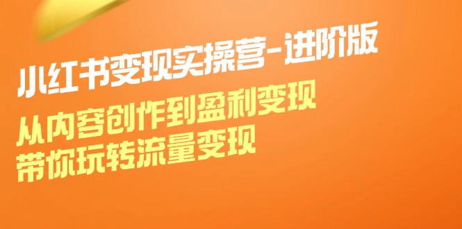 小红书变现实操营进阶版：从内容创作到盈利变现，带你玩转流量变现-天孤无涯网