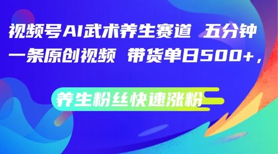 视频号AI武术养生赛道，五分钟一条原创视频，带货单日几张，养生粉丝快速涨粉【揭秘】-天孤无涯网