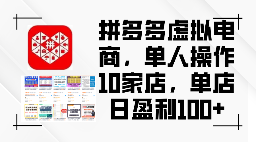 （12267期）拼多多虚拟电商，单人操作10家店，单店日盈利100+-天孤无涯网