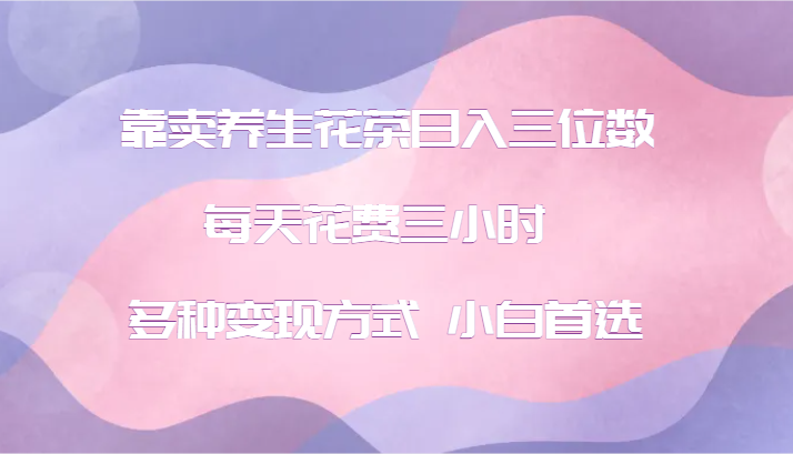 靠卖养生花茶日入三位数，每天花费三小时 多种变现方式 小白首选-天孤无涯网